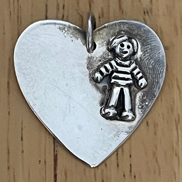 VTG Heart Boy/Girl Sterling Pendant  Engraveable - Picture 1 of 5